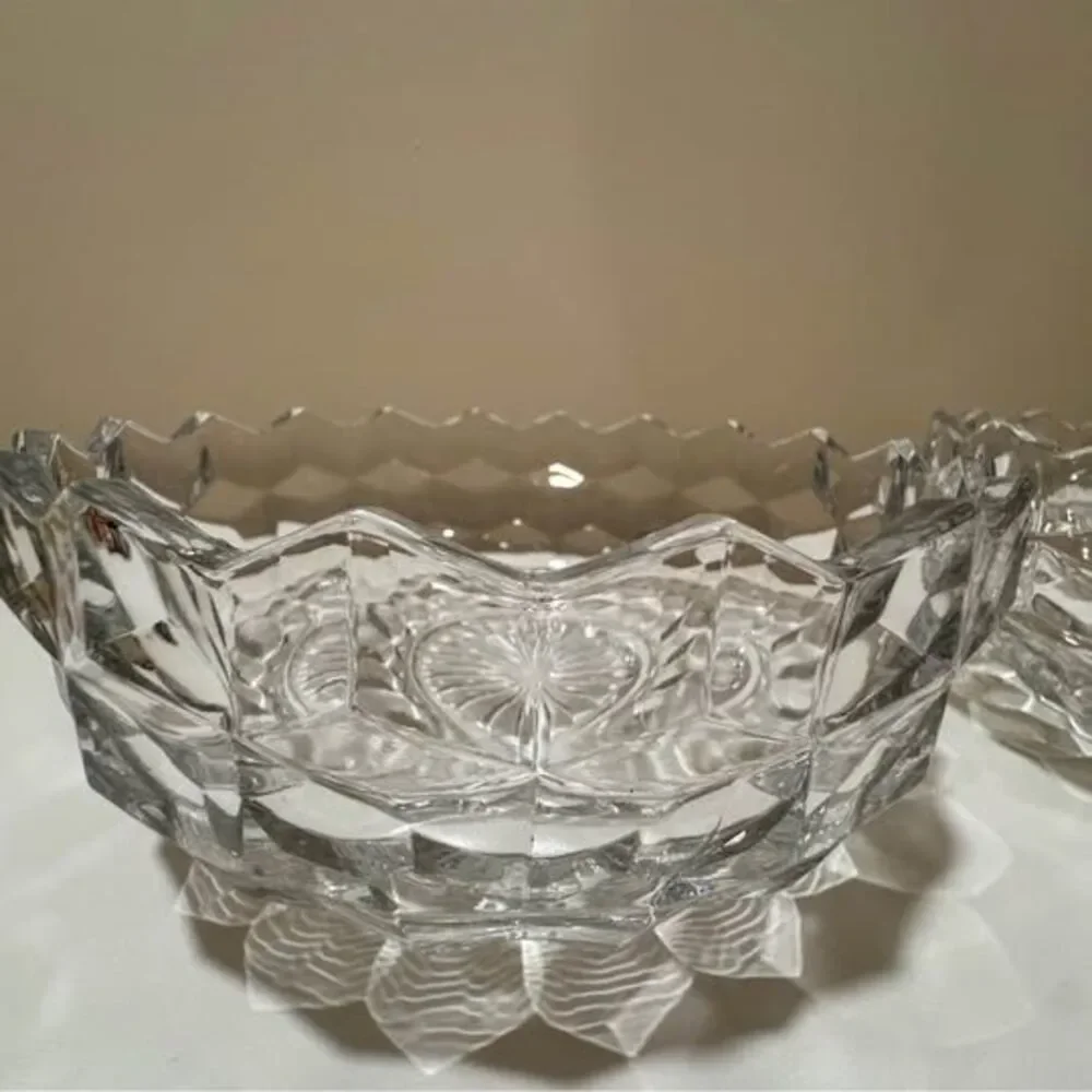 ONE Medium Diamond Cut Glass Bowl (1 of 2)